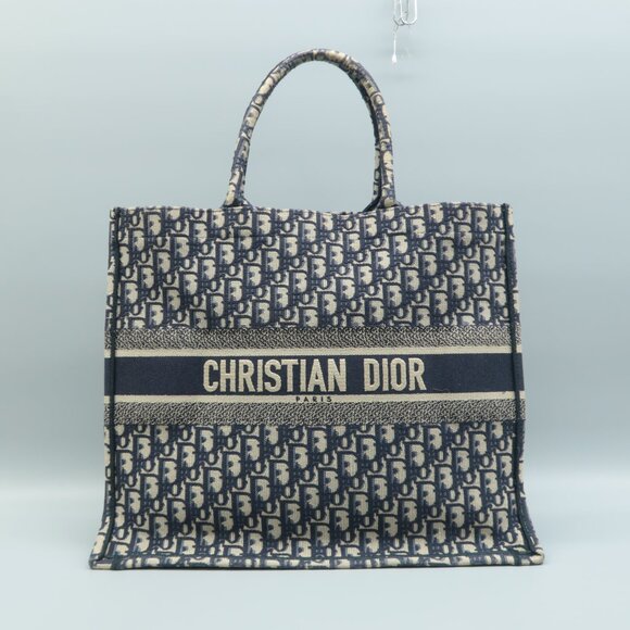 DIOR Book Tote Navy Cloth Tote - Picture 1 of 12
